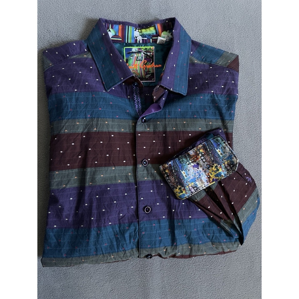ROBERT GRAHAM MEN'S MULTI COLOR  LONG SLEEVE SHIRT SZ 2XL CLASSIC FIT FLIP CUFF